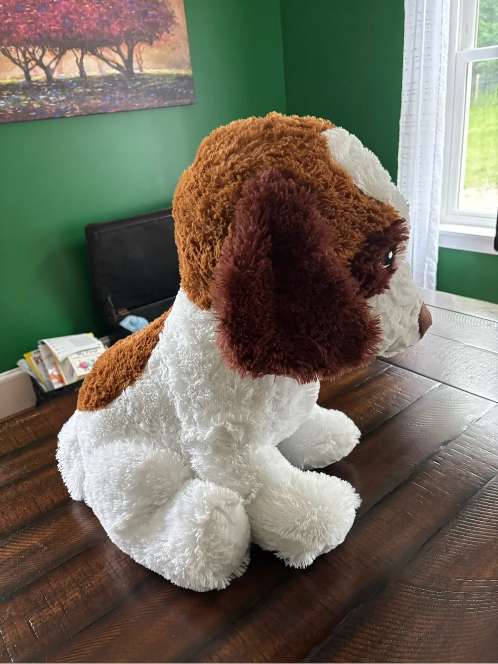 Plush Dog Toy - White and Brown Soft Pet Plush